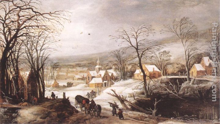 Winter landscape painting - Joos De Momper Winter landscape art painting